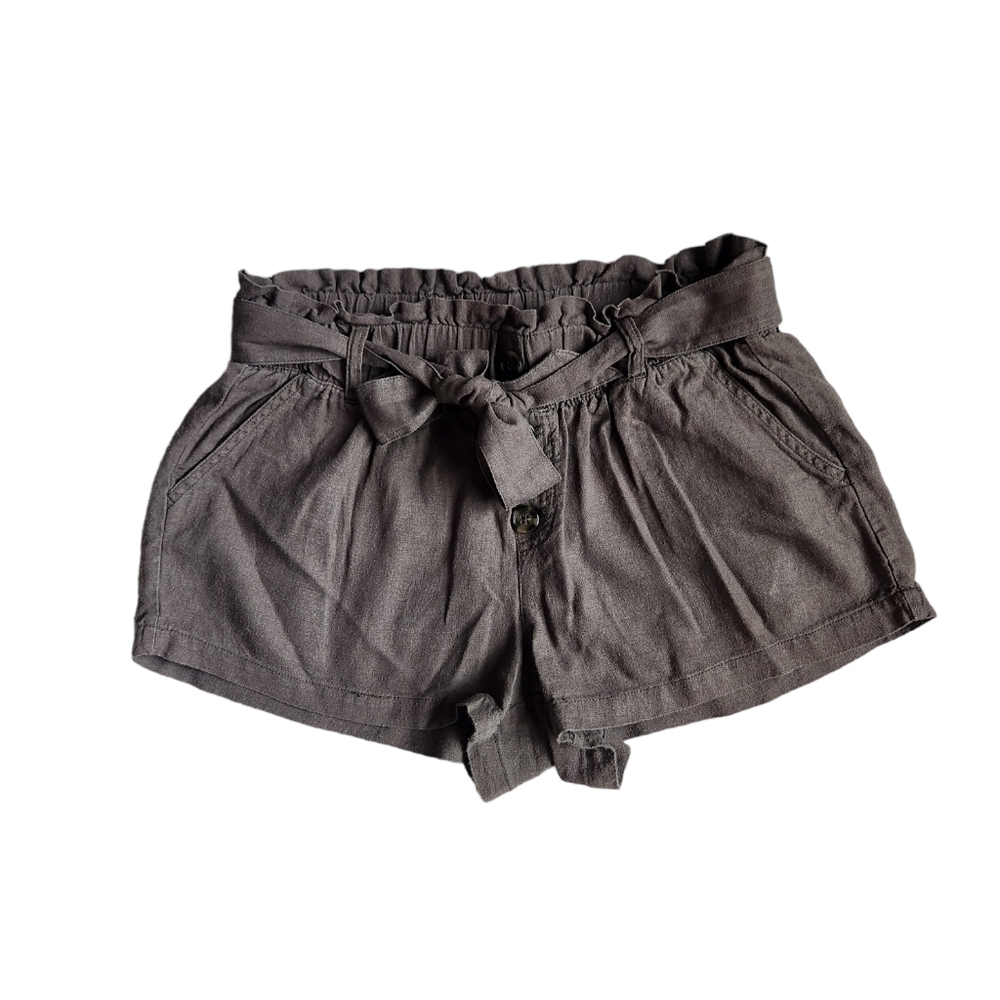 High waisted front tie shorts